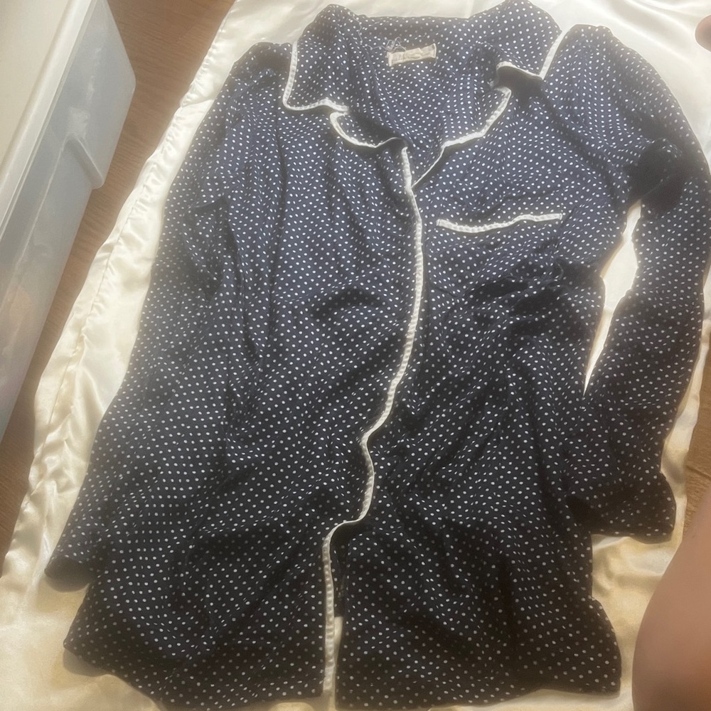 Navy Polka Dot Pajama Top